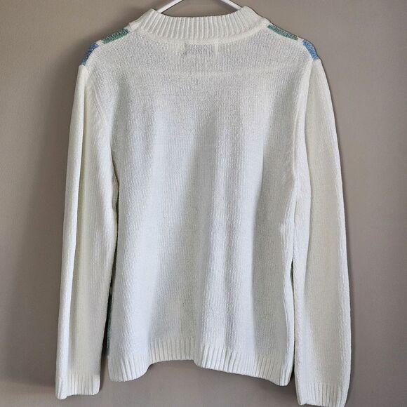 Alfred Dunner Chenille Sweater 3 Pc Set Large Stripe Embroidery Beaded Knit Lot - Picture 6 of 16